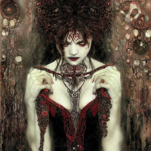 Image similar to depraved vampire, intricate detail, klimt, royo, royo, whealan,