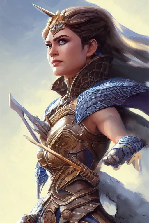 Image similar to amazon valkyrie athena, d & d, fantasy, portrait, highly detailed, headshot, digital painting, trending on artstation, concept art, sharp focus, illustration, art by artgerm and greg rutkowski and magali villeneuve