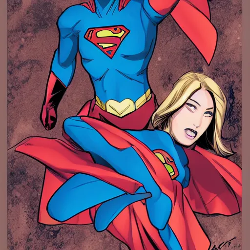 Prompt: supergirl comic art by Akihito Tsukushi