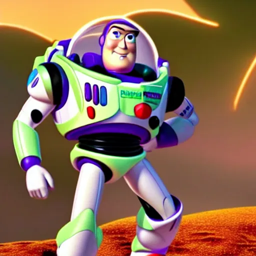 Prompt: buzz lightyear toy story 4 on the moon