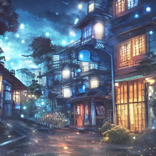 Anime Style Nighttime Mountain View by Young Teen | MUSE AI