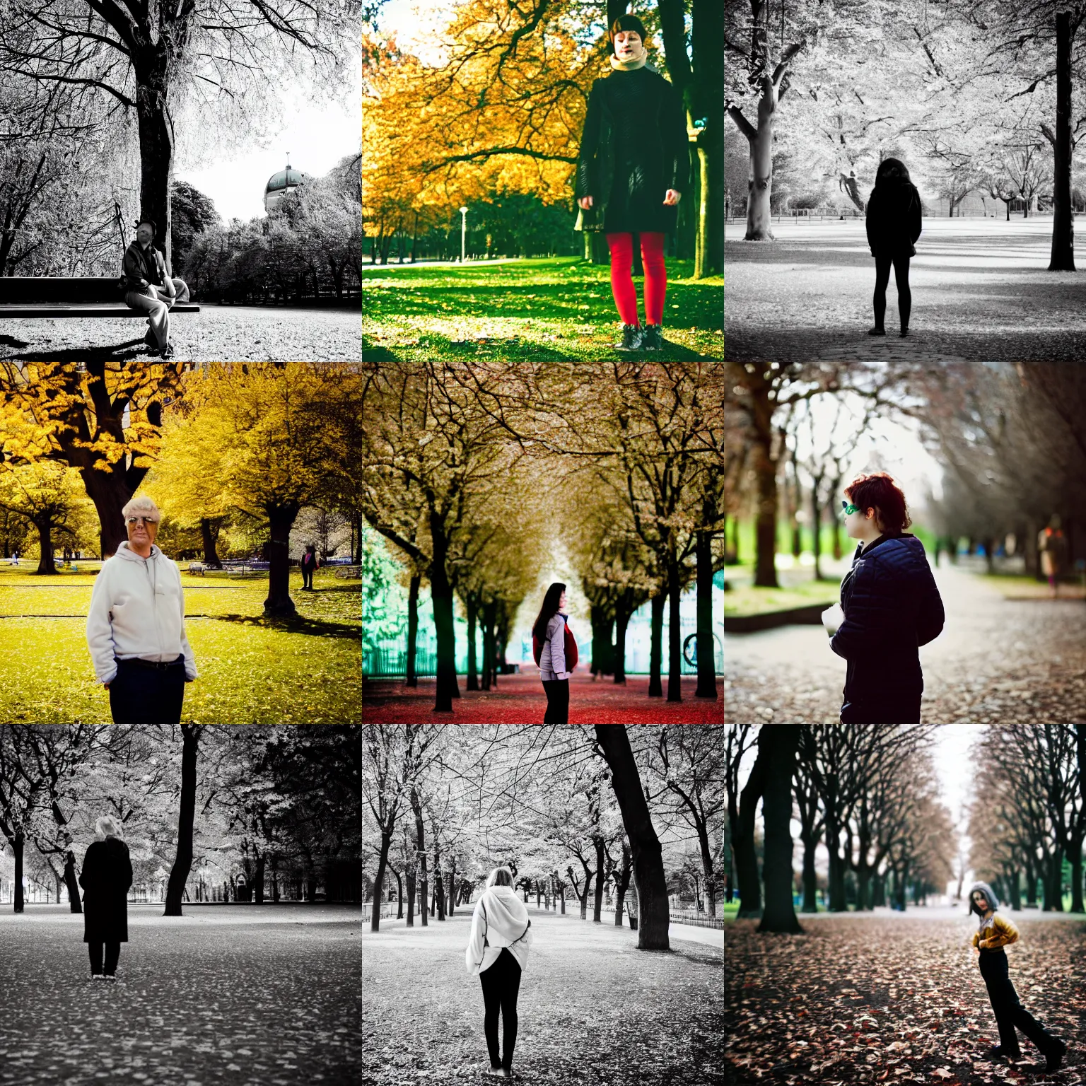 Prompt: Kodak HIE infrared film,35mm lens, bokeh: Portrait photo of person in a park in berlin