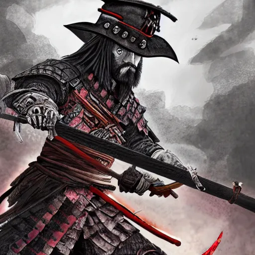 Image similar to Male Samurai Pirate, hd, intricate, bloodborne, 8k, digital art