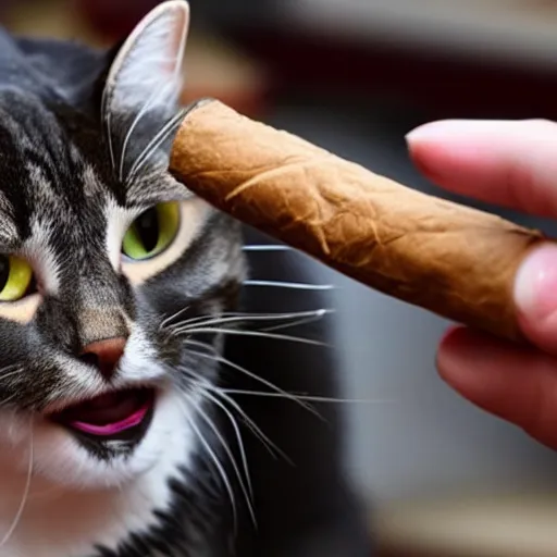 Prompt: a cat smoking a cigar