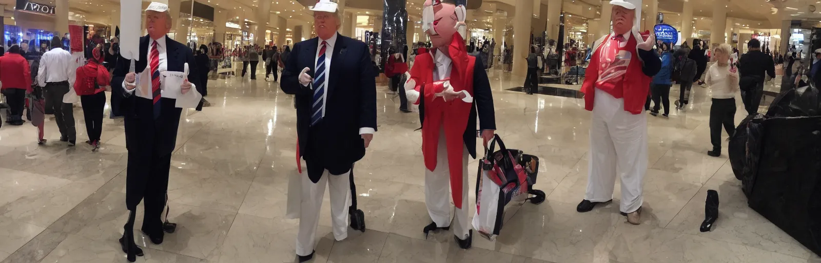 Image similar to Candid photo of donald trump in disguise trying to blend in at a mall