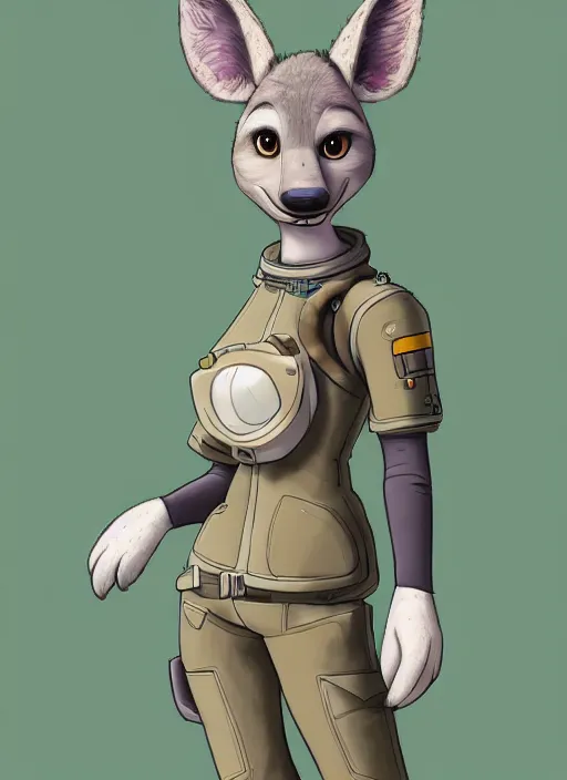 Image similar to digital detailed full body of anthromorphic female hyena, in style of zootopia, zootopia, zootopia, fursona, furry, furaffinity, 4 k, deviantart, furry art, fursona art, wearing astronaut outfit, in style of zootopia, hyena fursona, cyberpunk, female, stylized face,