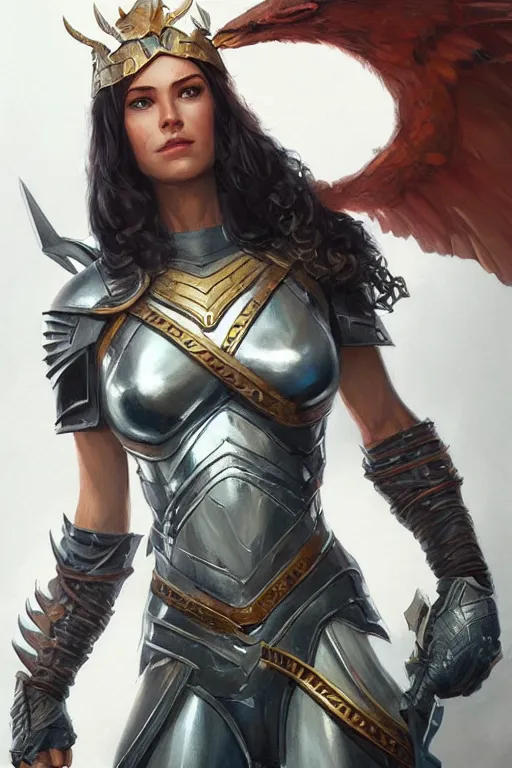 Image similar to amazon valkyrie athena, d & d, fantasy, portrait, highly detailed, headshot, digital painting, trending on artstation, concept art, sharp focus, illustration, art by artgerm and greg rutkowski and magali villeneuve