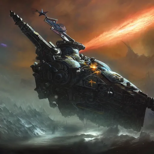 Image similar to warhammer 4 0 k chaos marine space ship, detailed background, realistic moving, unreal engine, by popular digital artist, digital, artstation,, heavenly atmosphere, digital art, overdetailed art, trending on artstation, cgstudio, the most beautiful image ever created, dramatic, award winning artwork, beautiful scenery