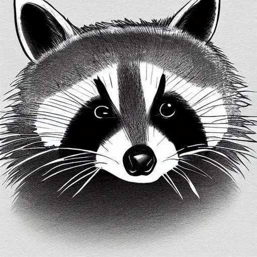 Prompt: raccoon in a suit. drawing. digital art