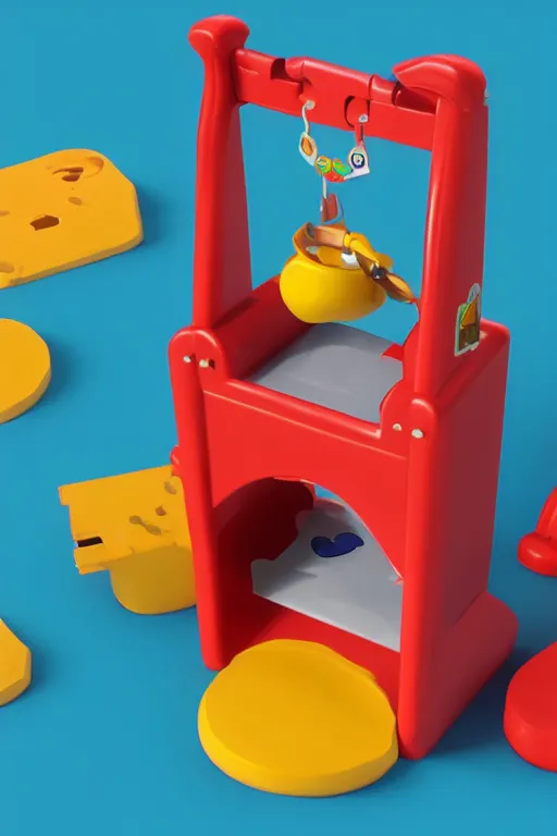 Image similar to A Fisher-Price guillotine toy, unreal engine 5 render, guillotine
