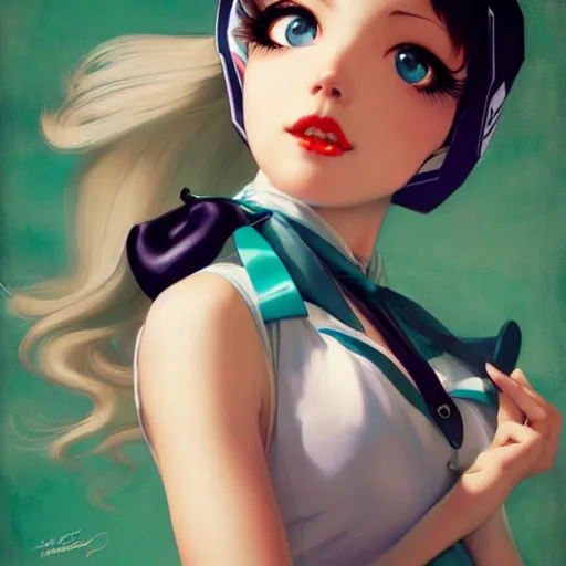 Prompt: Hatsune Miku by Gil Elvgren and Daniela Uhlig