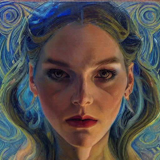 Prompt: a painting in the style of donato giancola, and in the style of charlie bowater, and in the style of marguerite zorach. symmetry, smooth, sharp focus, semi - realism.