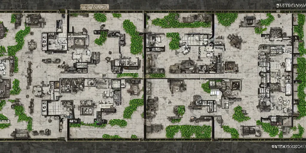 Image similar to small architectural floor plan gears of war map meets architectural floor plan call of duty map, symmetrical outpost