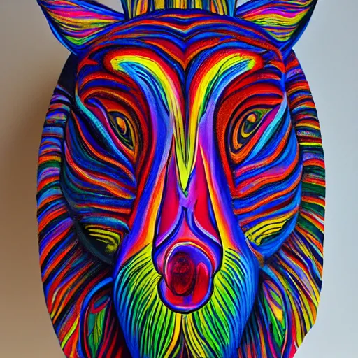 Prompt: painting of a psychedelic animal sculpture