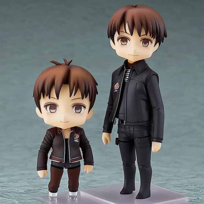 Image similar to Anime Nendoroid figurine of ELON MUSK Wearing Leather Jacket, fantasy, figurine , product photo