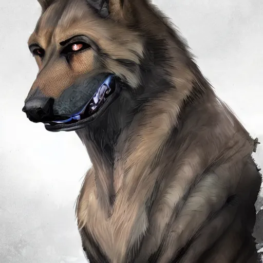 Prompt: a wounded humanoid german shepherd beast - man in military style, his ear has been bitten off, he is healing his wounds, highly detailed portrait, digital painting, artstation, concept art, smooth, sharp foccus ilustration, artstation