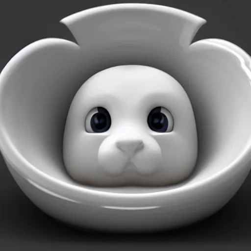 Prompt: A cute sleepy piece of mozzarella with a face sitting in a bowl, 3D octane render, raytracing