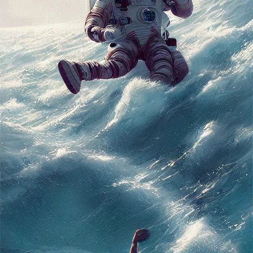 an astronaut lost in the ocean,digital | Stable Diffusion