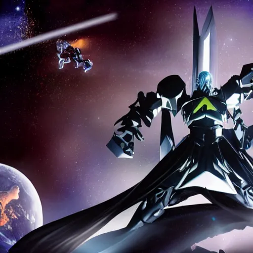 Prompt: Photograph. Film still. Sephiroth body slamming Megatron. In outer space. Cinematic. Incredible lighting. Beautiful. Stunning. Extremely detailed. 4K.