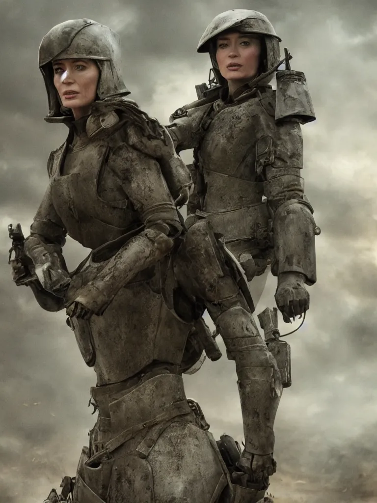 Image similar to emily blunt in power armor, angel of verdun