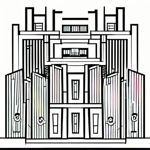 Image similar to an architectural dream, line vector art