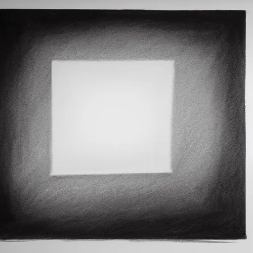 Prompt: a realistic charcoal drawing of a black square floating over the ocean in the style of Marco Tirelli