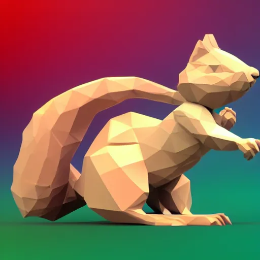 Image similar to low - poly squirrel, 3 d render, blender, unity, octave, 4 k, isometric view, white background, beautiful render, pastel colours, breath of the wild art style