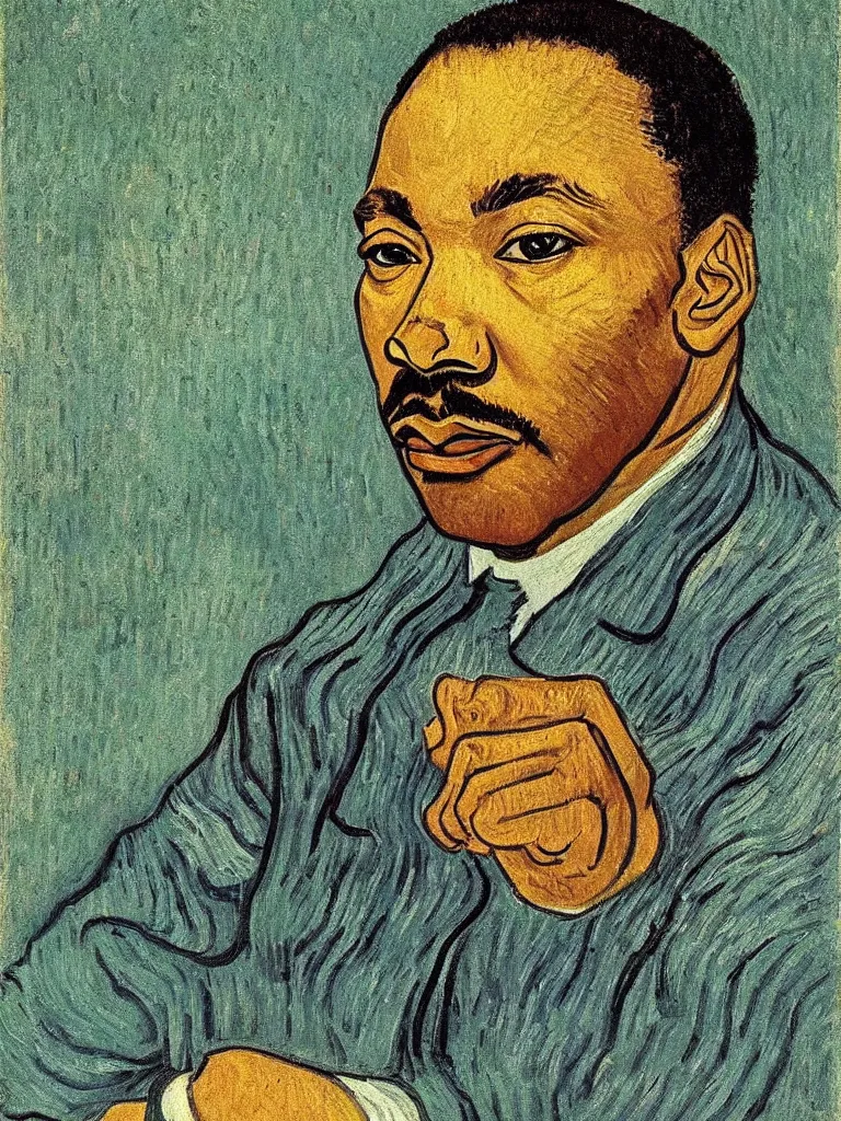 Prompt: Martin Luther king, portrait by Van Gogh