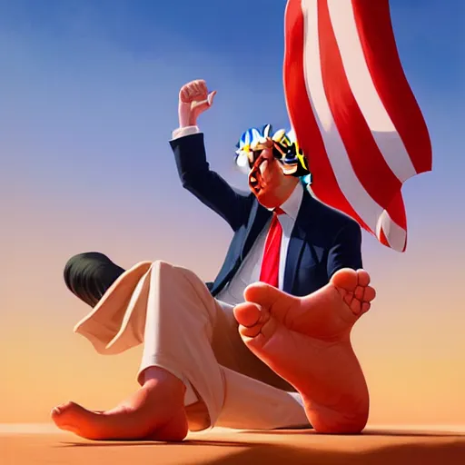 Image similar to donald trump licking feet, ben hur, loftis, cory behance hd by jesper ejsing, by rhads, makoto shinkai and lois van baarle, ilya kuvshinov, rossdraws global illumination