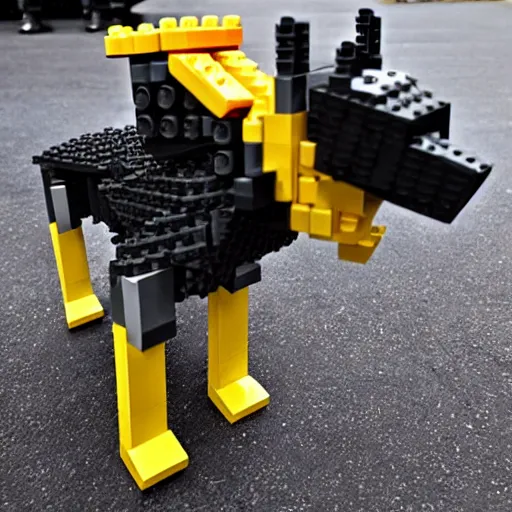 Prompt: Boston Dynamics dog made of lego