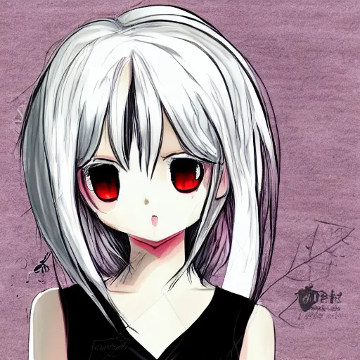 Anime girl with short messy white hair