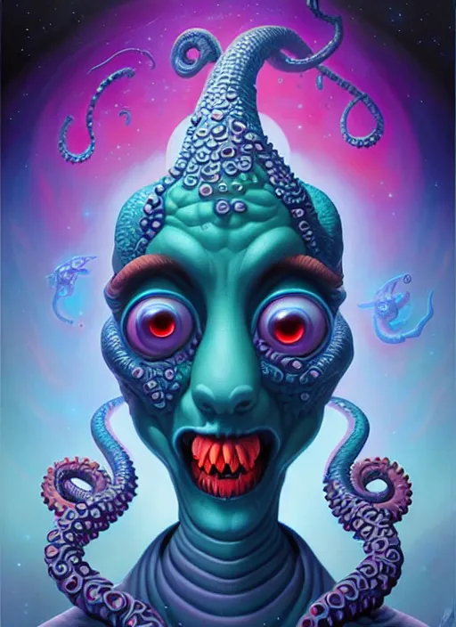 Image similar to cosmic lovecraft pixar character portrait, pixar style, by tristan eaton stanley artgerm and tom bagshaw.