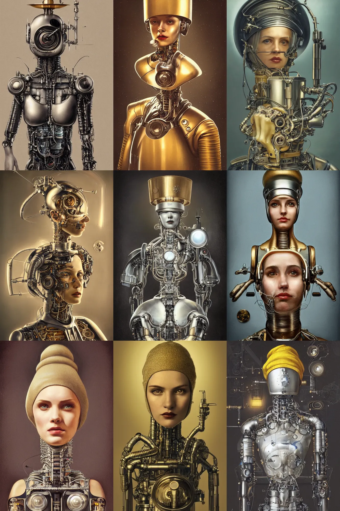 Prompt: a beautiful ultradetailed vintage photo of a futuristic cybernetic transhuman chef wearing a tall toque, by tom bagshaw and anna dittman, portrait, 3 5 mm lens, golden ratio composition, detailed face, studio photography, very detailed, humanoids, industrial robots, artstation, 8 k, highly coherent