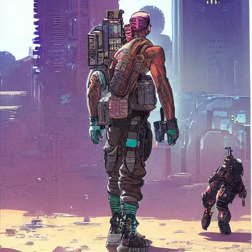 Image similar to ivan. Apex legends cyberpunk fitness. Concept art by James Gurney and Mœbius.