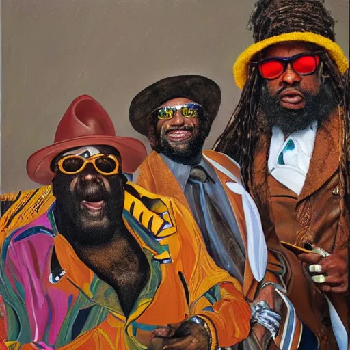 Image similar to high quality high detail painting by lucian freud, hd, portrait of george clinton, parliament - funkadelic