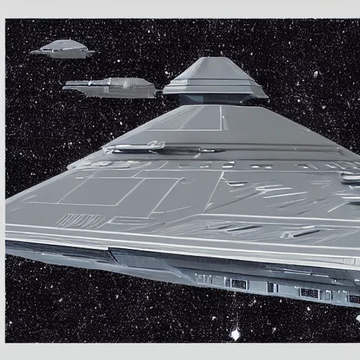 Image similar to star destroyer from star wars battling the uss enterprise from star trek, digital painting, digital art, trending on artstation