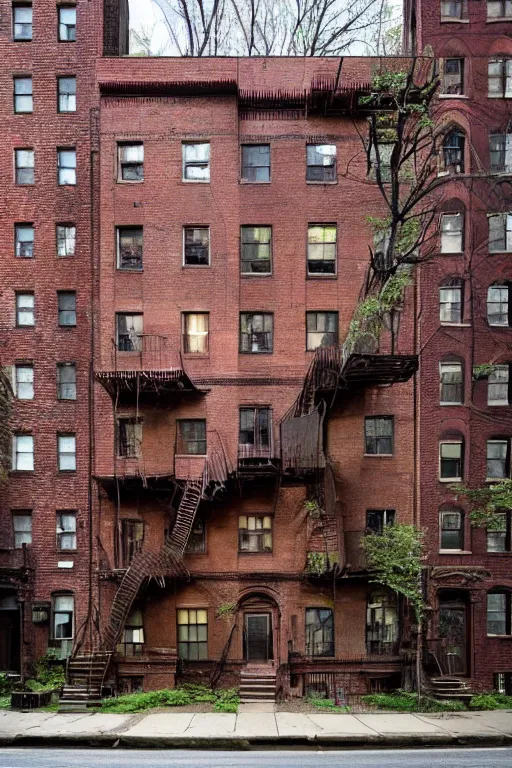 Image similar to (((((a ramshackle Manhattan brick brownstone deep in the forest))))) by Samuel Schultz!!!!!!!!!!!!!!!!!!!!!!!!!!!