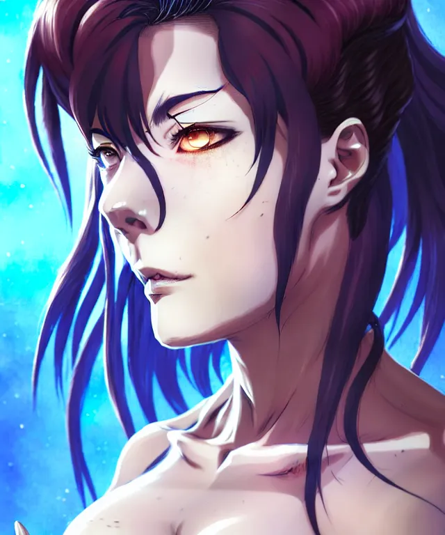 Image similar to a portrait of revy from black lagoon manga, symmetrical eyes, symmetrical face, art by lois van baarle and loish and ross tran and rossdraws and sam yang and samdoesarts and artgerm, digital art, highly detailed, intricate, sharp focus, trending on artstation hq, deviantart, unreal engine 5, 4 k uhd image