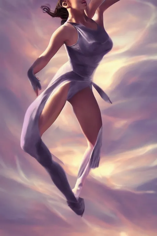 Image similar to dancer in the wind by artgerm, retrofuturism, reimagined by industrial light and magic