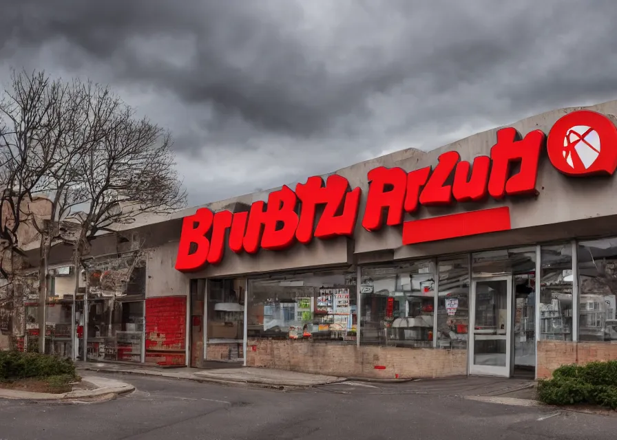 Image similar to brutalist pizza hut, 2 7 mm f / 5,