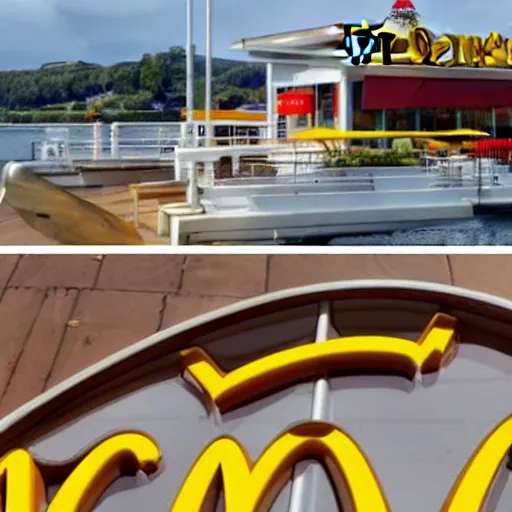 Image similar to mcdonalds on a boat
