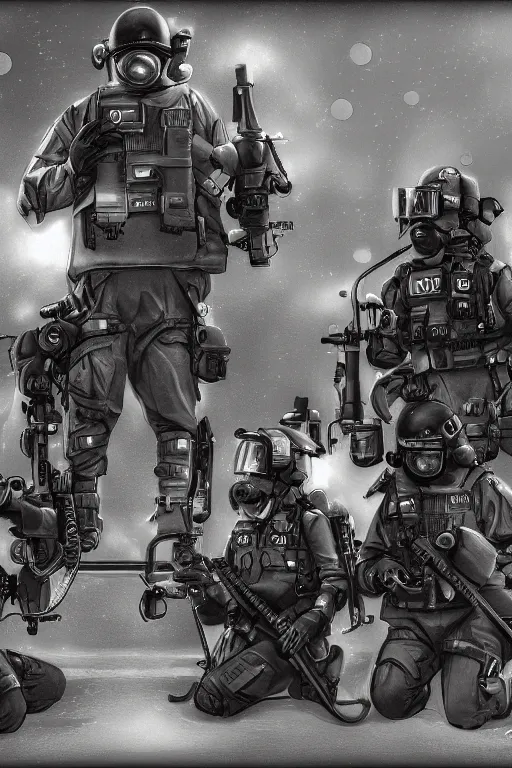 Image similar to police hazmat, highly detailed, digital art, sharp focus, trending on art station