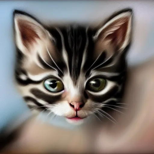 Prompt: photorealism of a muscular kitten, digital painting, strong