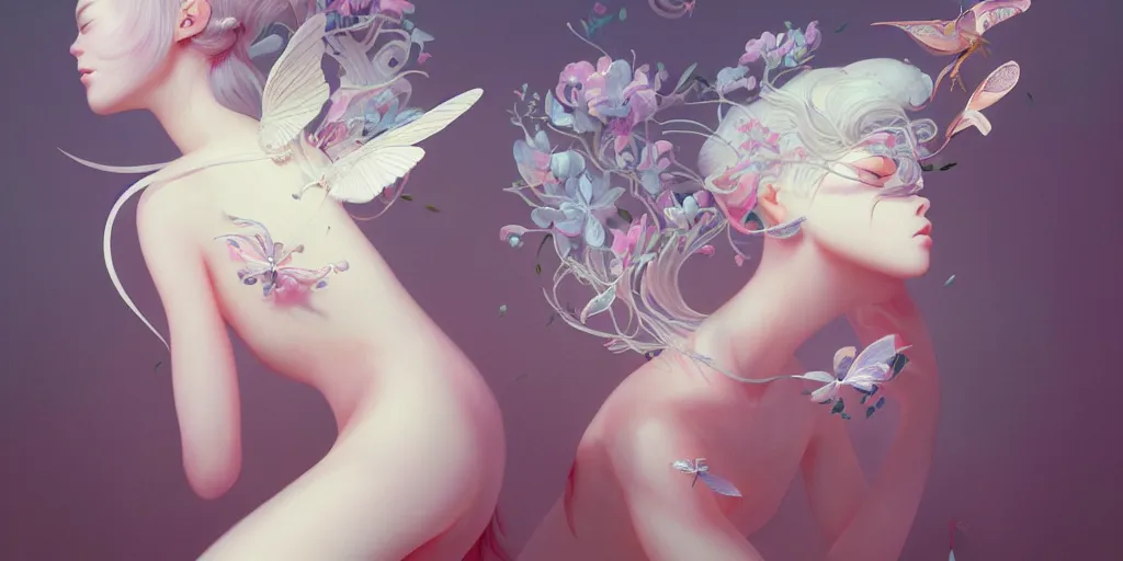 Image similar to breathtaking delicate detailed concept art painting creature, by hsiao - ron cheng, bizarre compositions, exquisite detail, pastel colors, ornate background, 8 k