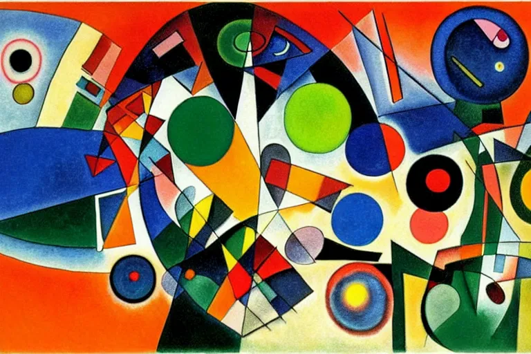 Image similar to born under a bad sign, good luck and trouble are my only friends, colors orange, white!!, dark green, dark blue, surreal abstract painting by kandinsky