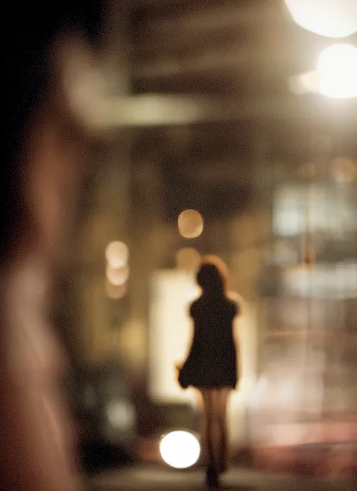 Prompt: symmetry!! a 2 8 mm macro photo from the back of a woman in japan, splash art, movie still, bokeh, canon 5 0 mm, cinematic lighting, dramatic, film, photography, golden hour, depth of field, award - winning, anamorphic lens flare, 8 k, hyper detailed, 3 5 mm film grain