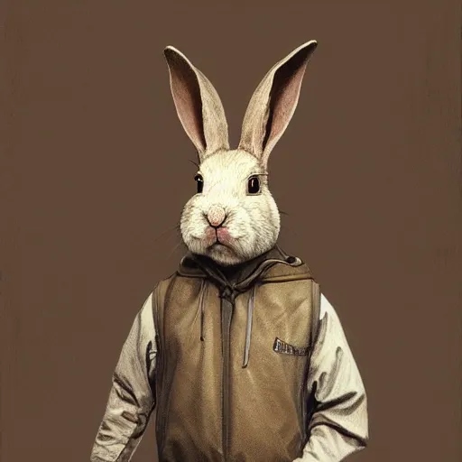 Prompt: Walter White is an anthropomorphic rabbit, physically accurate, very dramatic dynamic lighting, intricate, very very elegant, highly detailed, digital painting, artstation, very hyperrealistic, HR GIGER, Hieronymus Bosch, Francis Bacon, concept art, smooth, sharp focus, illustration, art by artgerm and greg rutkowski and alphonse mucha