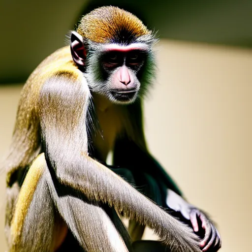 Image similar to sad egyptian monkey, highly detailed, high quality, hd, 4 k, 8 k, canon 3 0 0 mm, professional photographer, 4 0 mp, lifelike, top - rated, award winning, realistic, sharp, no blur, edited, corrected, trending