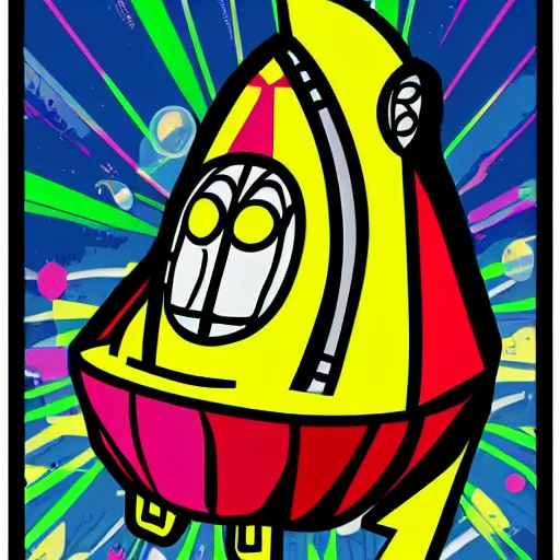 Image similar to space ship, pop art