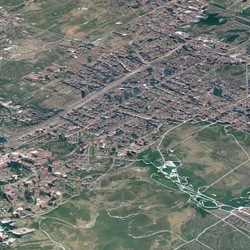 Prompt: Satellite image of Missoula, Montana, Google Maps Style satellite image